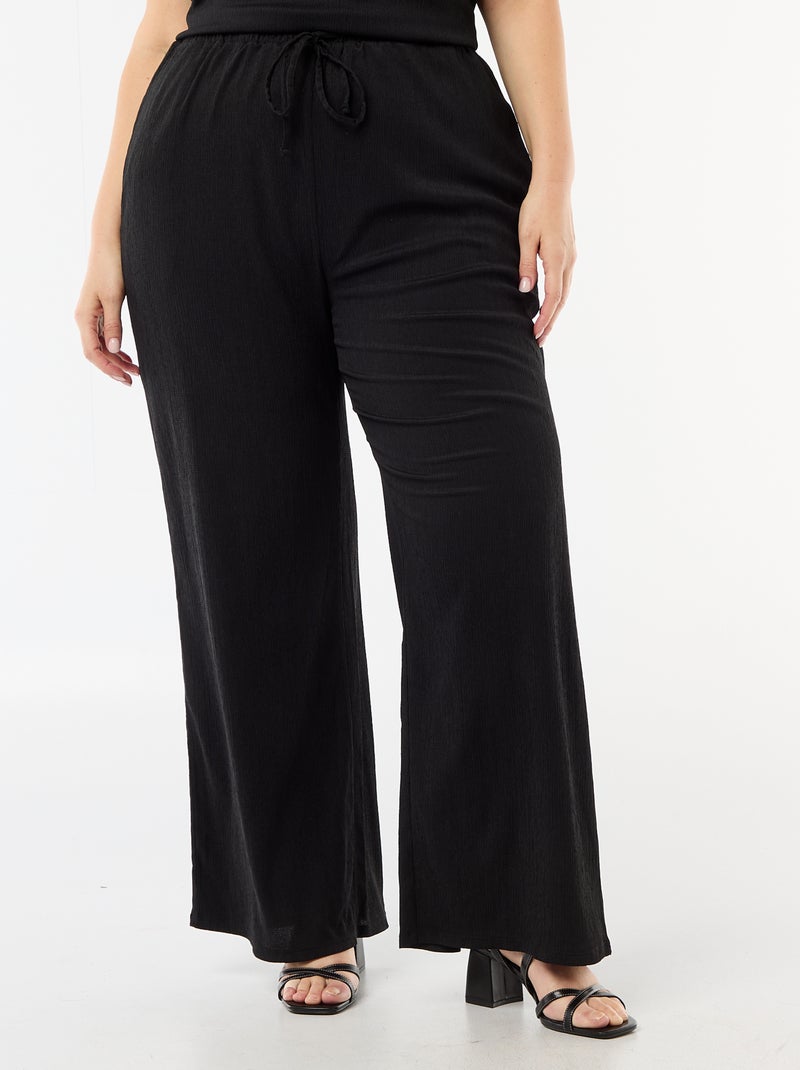 Pantaloni ampi in maglia crêpe Nero - Kiabi