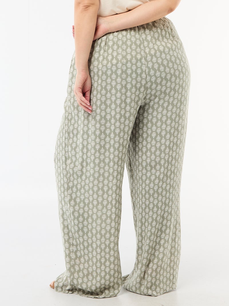 Pantaloni ampi in maglia crêpe Verde - Kiabi