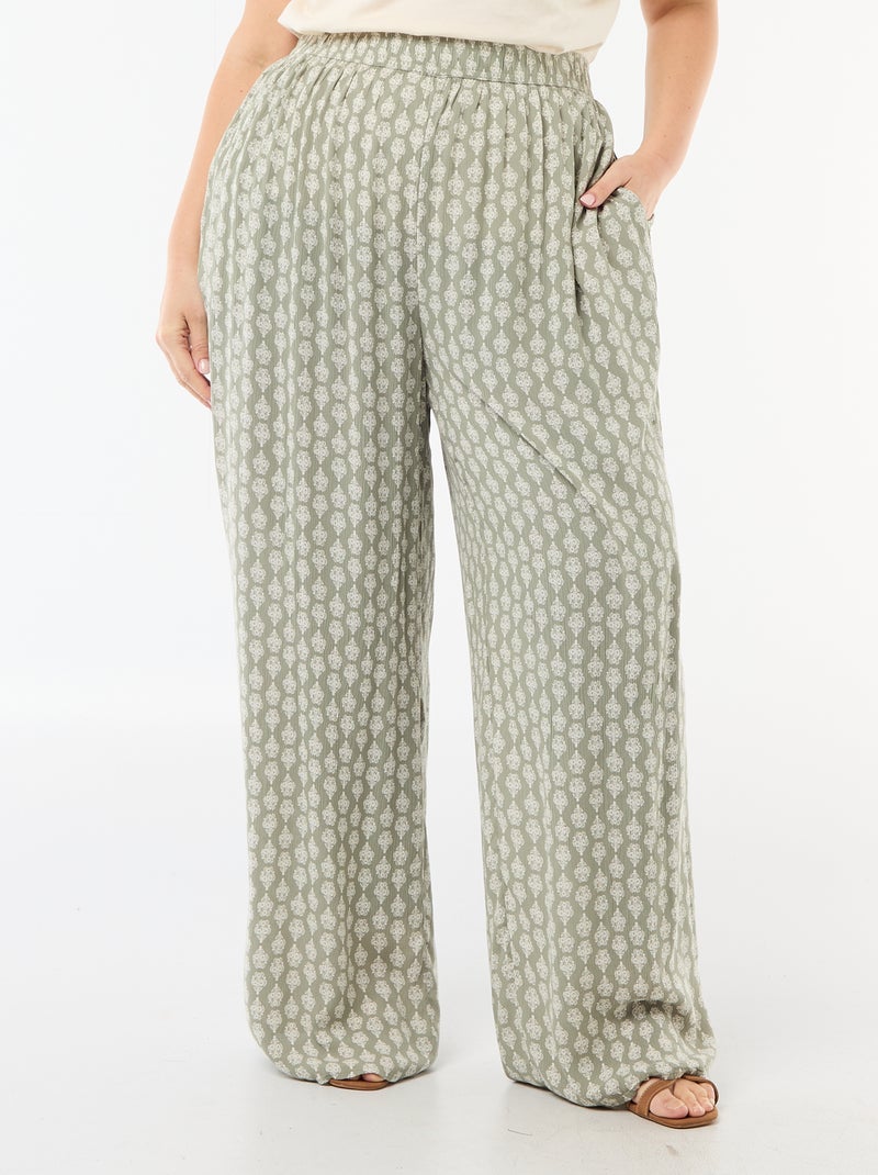 Pantaloni ampi in maglia crêpe Verde - Kiabi