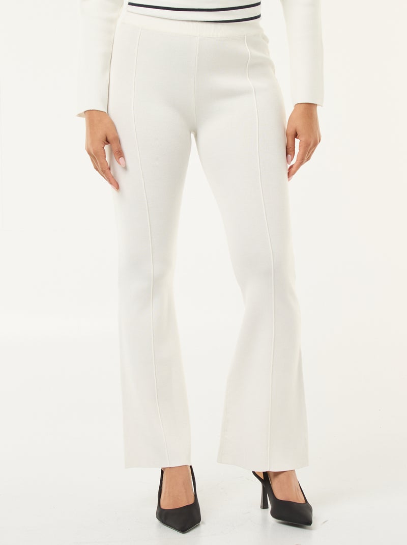 Pantaloni ampi in maglia ottoman tinta unita Bianco - Kiabi