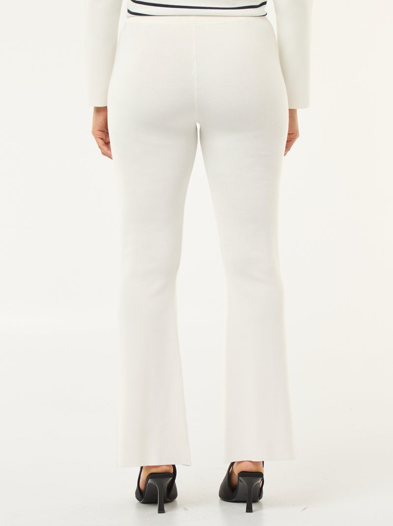 Pantaloni ampi in maglia ottoman tinta unita Bianco - Kiabi