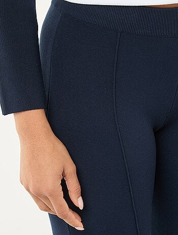 Pantaloni ampi in maglia ottoman tinta unita