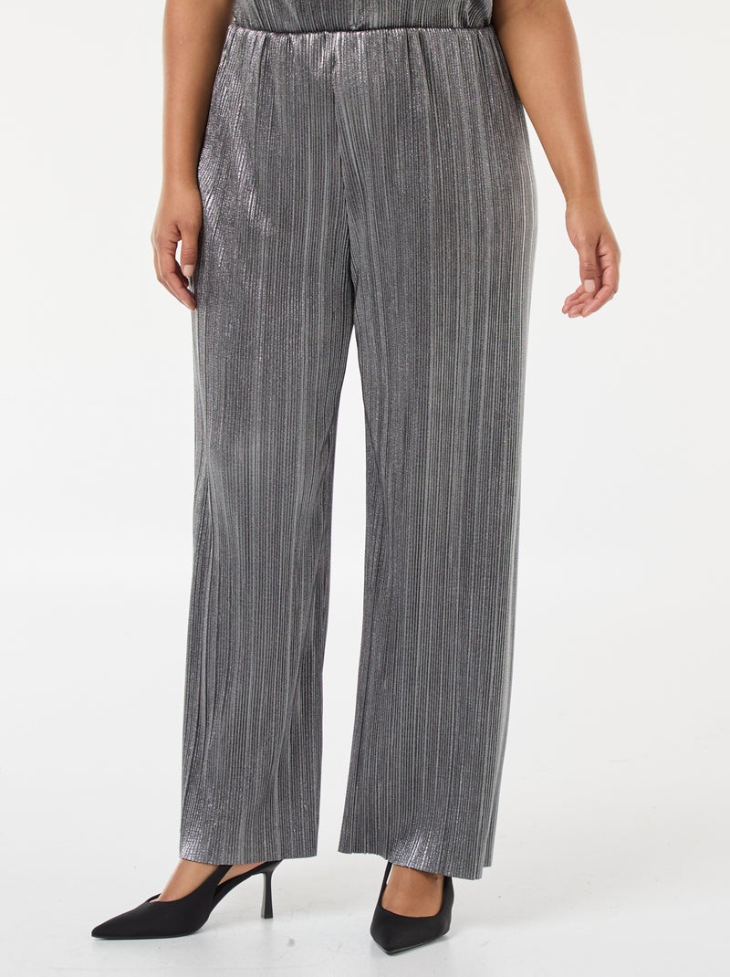Pantaloni ampi in maglia plissettata argentata Grigio - Kiabi
