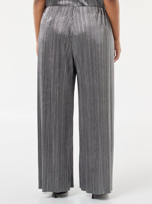 Pantaloni ampi in maglia plissettata argentata - Kiabi