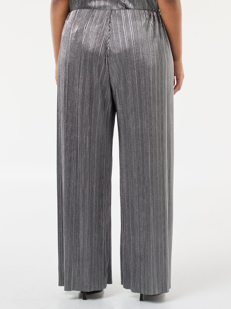 Pantaloni ampi in maglia plissettata argentata Grigio - Kiabi