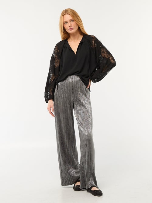 Pantaloni ampi in maglia plissettata - Kiabi