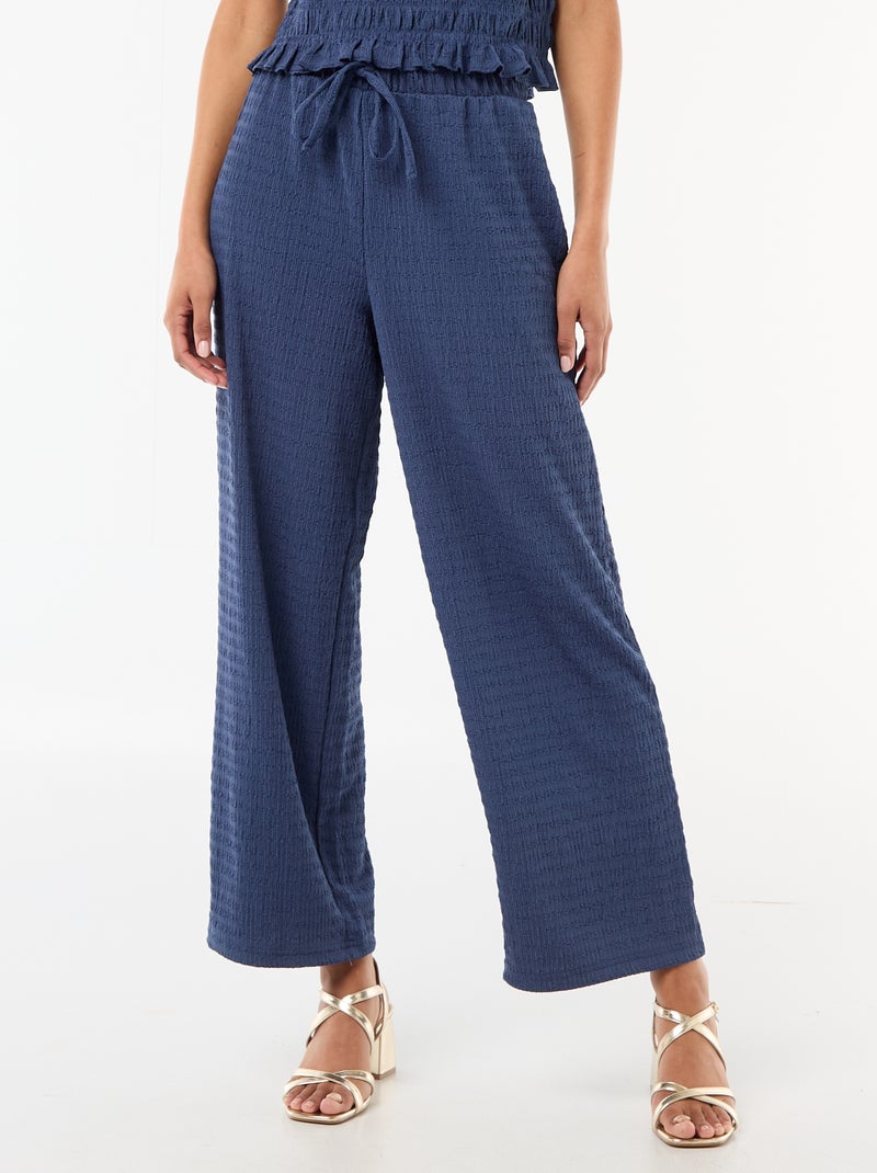 Pantaloni ampi in maglia smock Blu - Kiabi