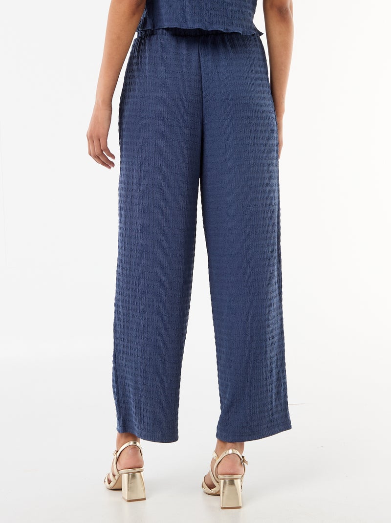 Pantaloni ampi in maglia smock Blu - Kiabi