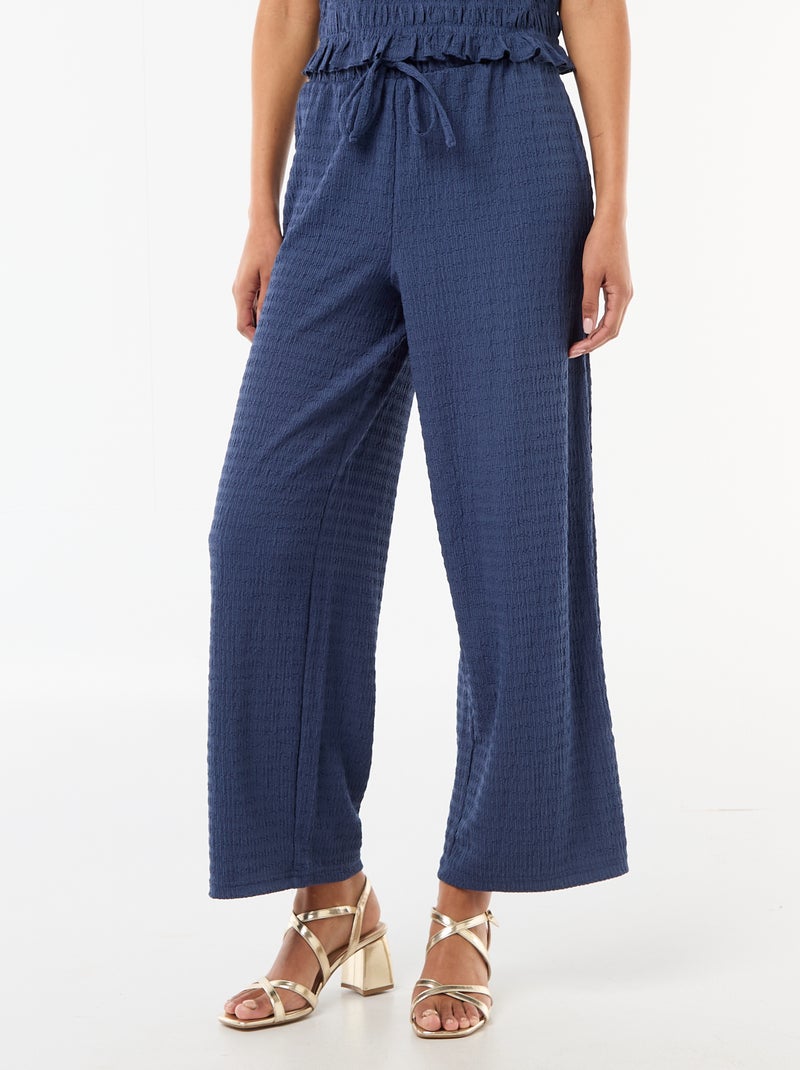 Pantaloni ampi in maglia smock Blu - Kiabi