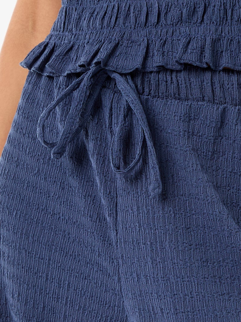 Pantaloni ampi in maglia smock Blu - Kiabi