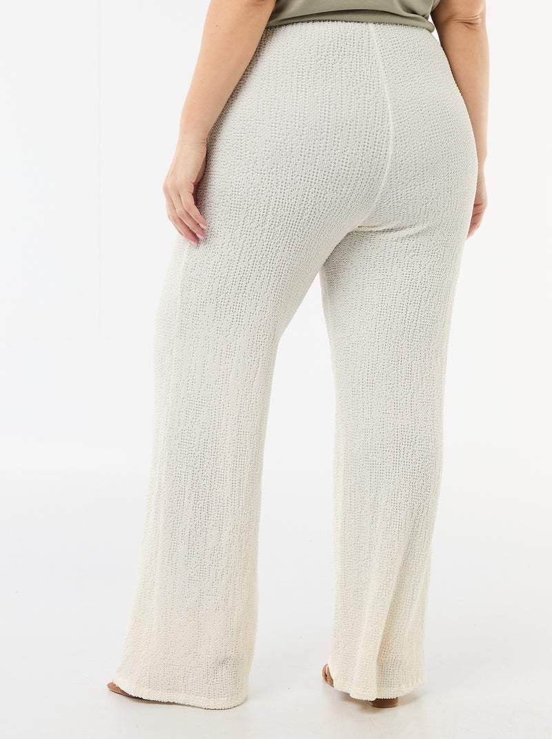 Pantaloni ampi in maglia waffle Bianco - Kiabi