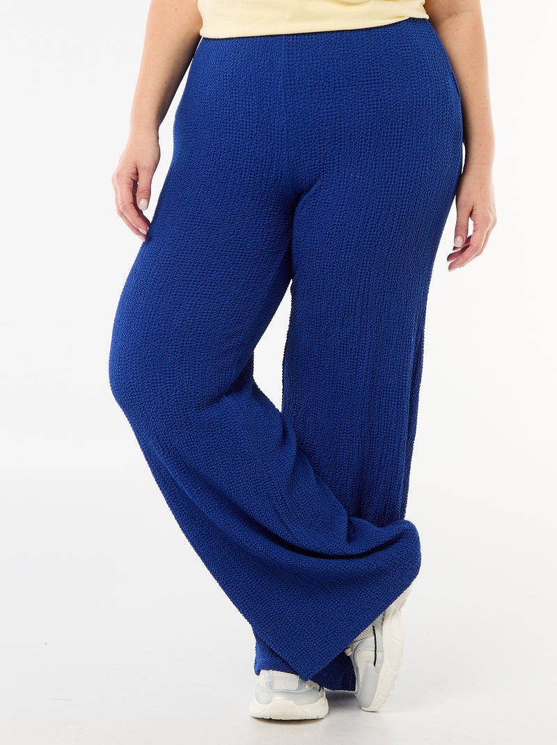 Pantaloni ampi in maglia waffle Blu - Kiabi