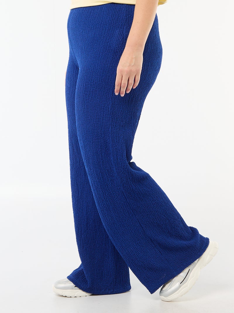 Pantaloni ampi in maglia waffle Blu - Kiabi