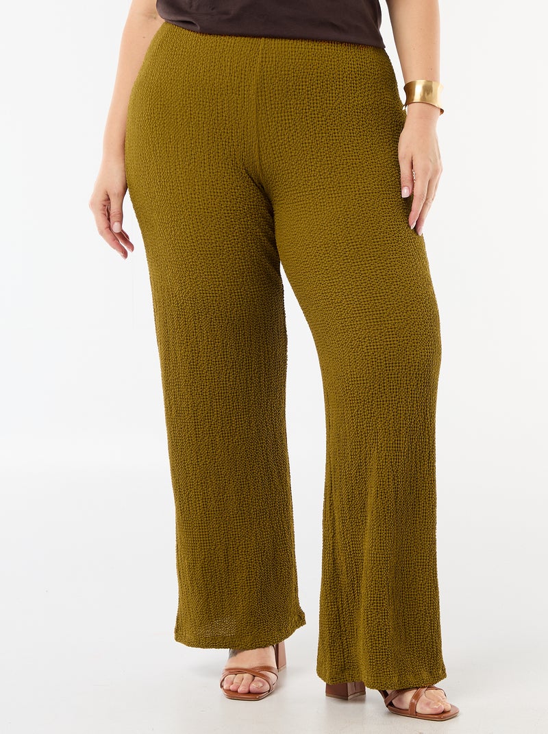 Pantaloni ampi in maglia waffle Marrone - Kiabi
