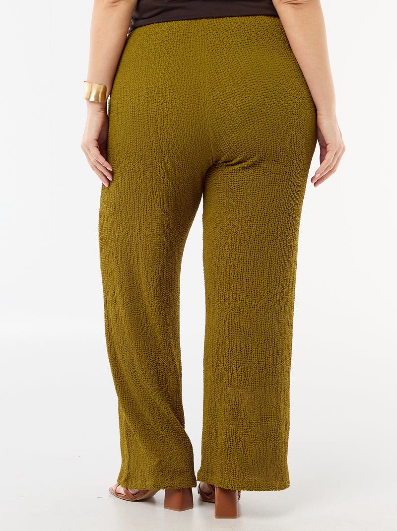 Pantaloni ampi in maglia waffle Marrone - Kiabi