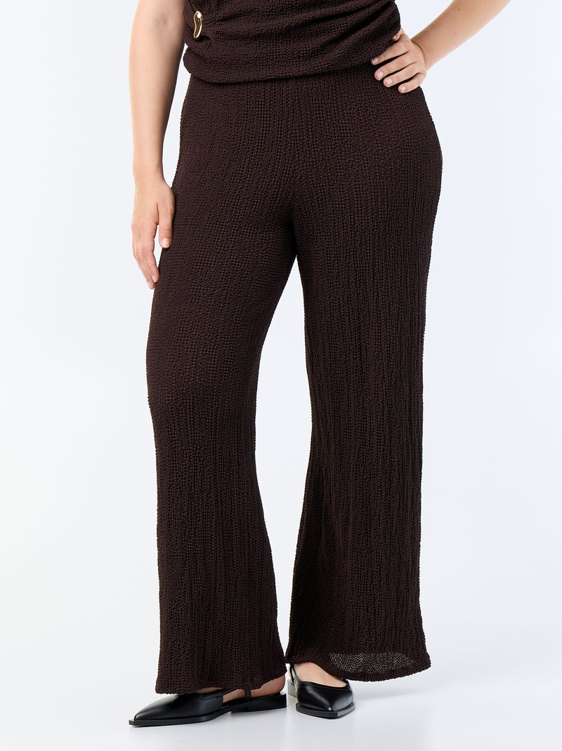 Pantaloni ampi in maglia waffle Marrone - Kiabi