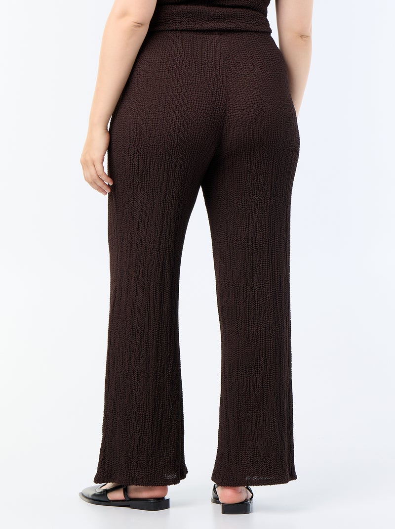 Pantaloni ampi in maglia waffle Marrone - Kiabi