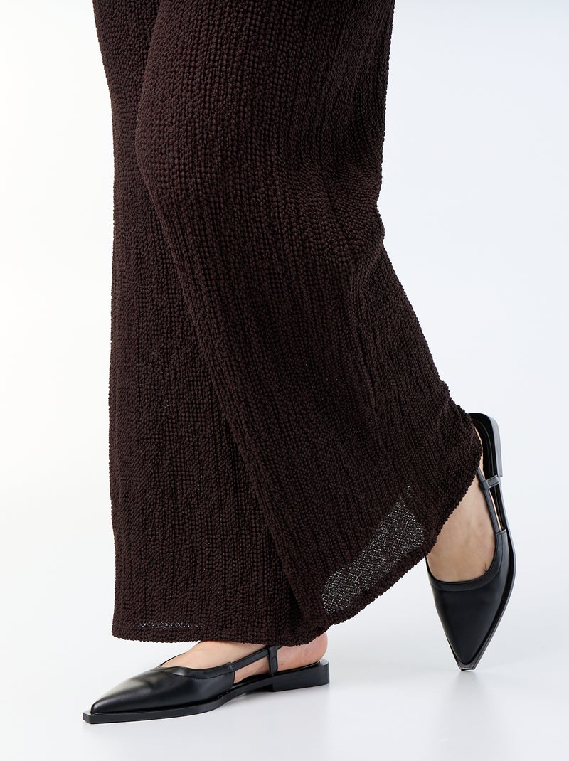 Pantaloni ampi in maglia waffle Marrone - Kiabi