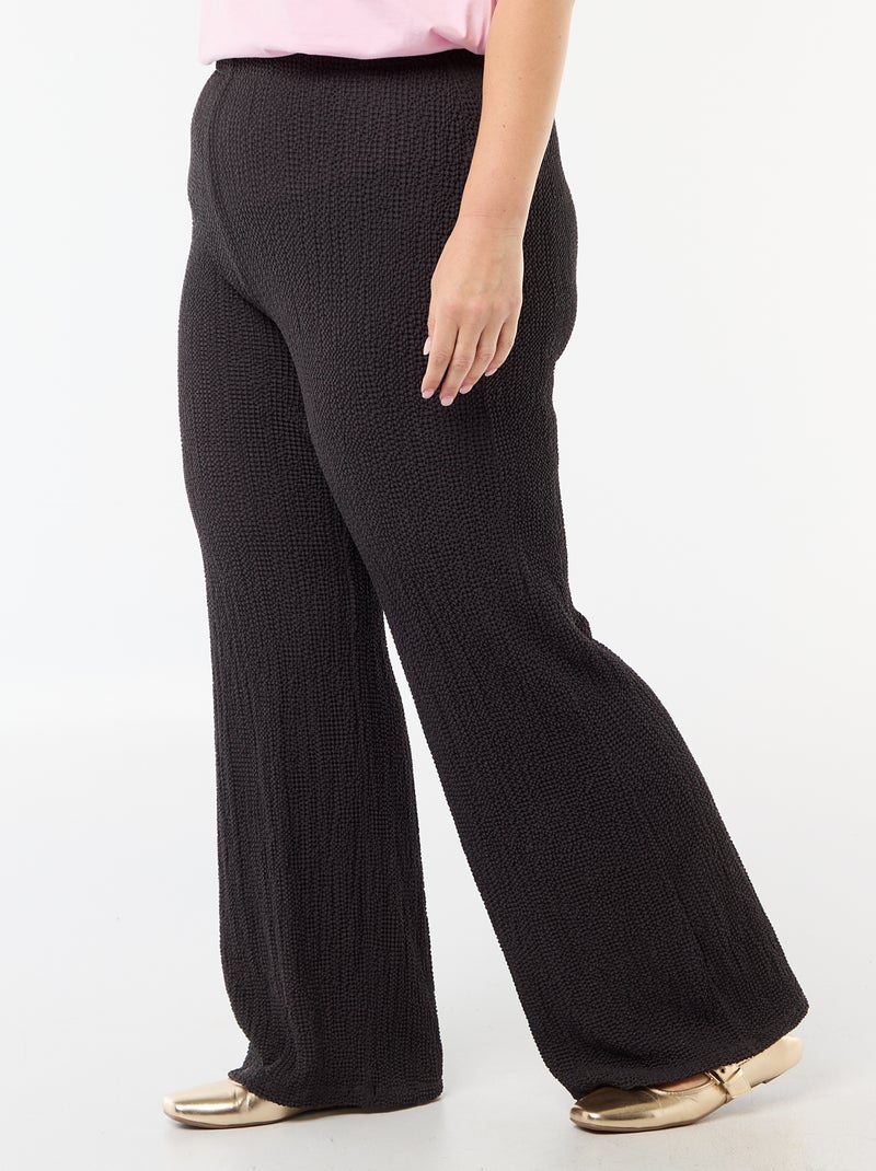 Pantaloni ampi in maglia waffle Nero - Kiabi