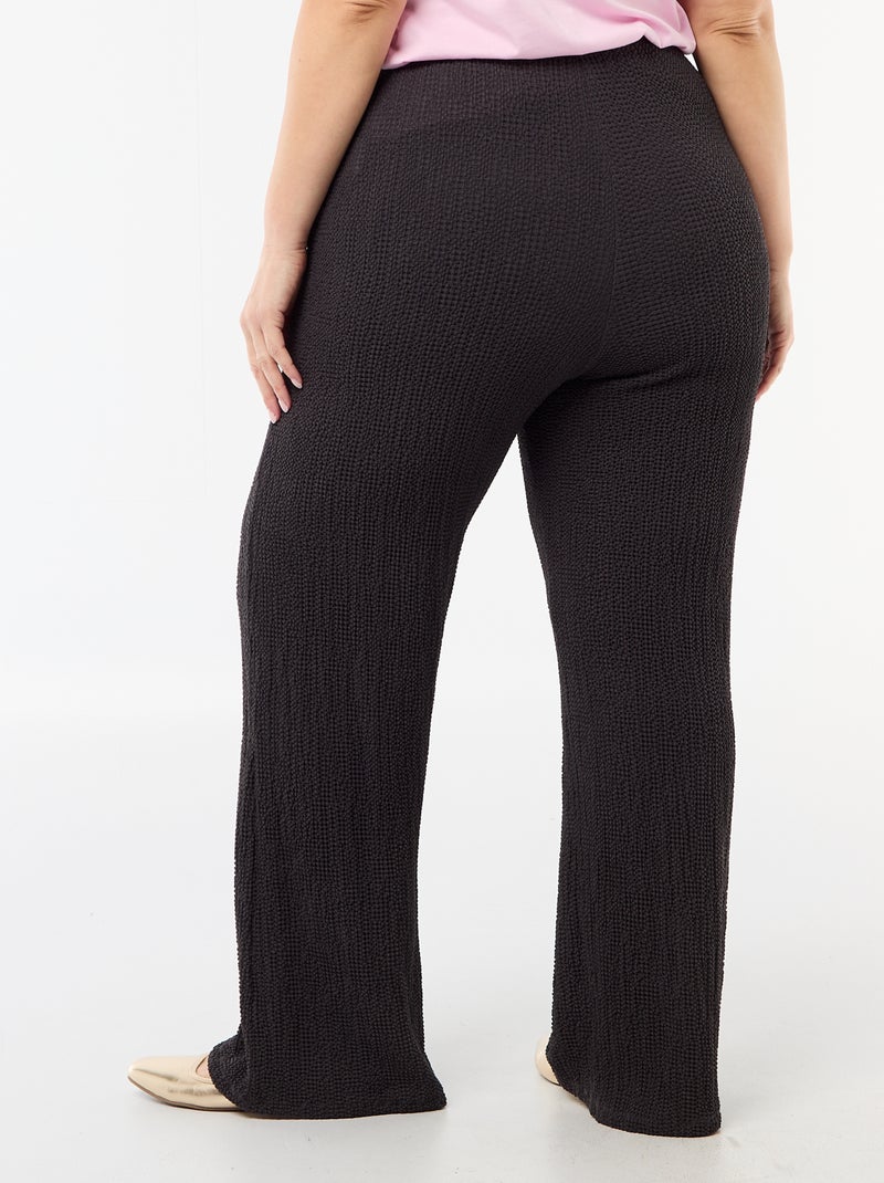 Pantaloni ampi in maglia waffle Nero - Kiabi