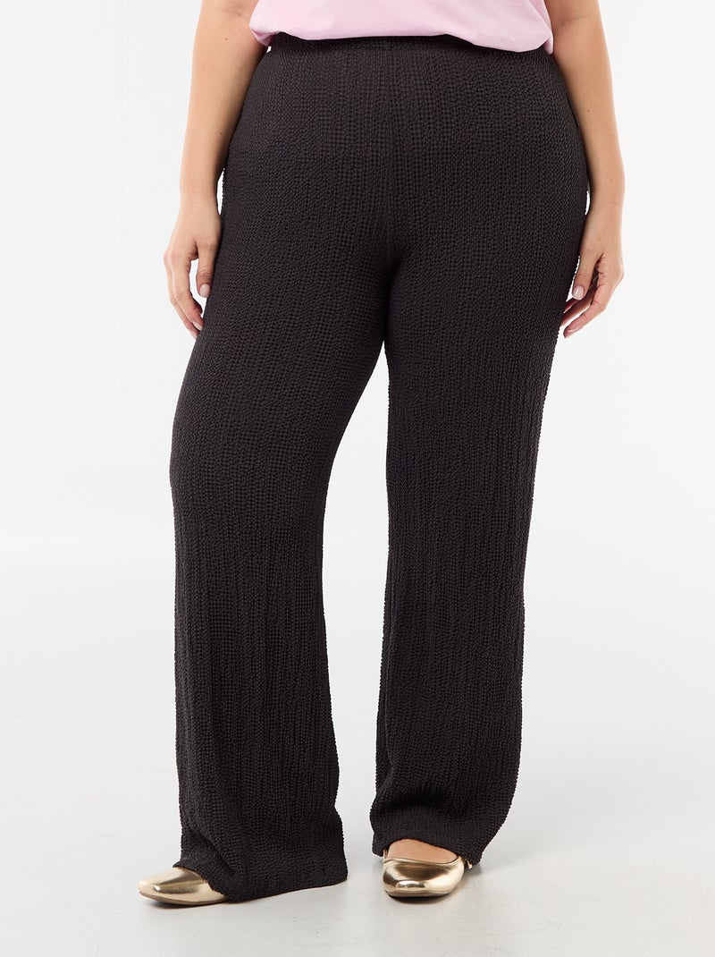 Pantaloni ampi in maglia waffle Nero - Kiabi