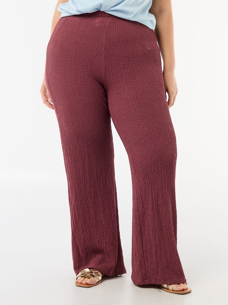 Pantaloni ampi in maglia waffle Rosa - Kiabi