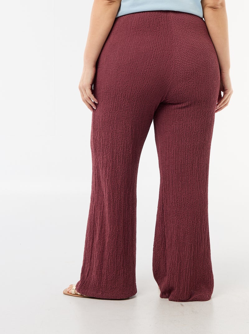 Pantaloni ampi in maglia waffle Rosa - Kiabi