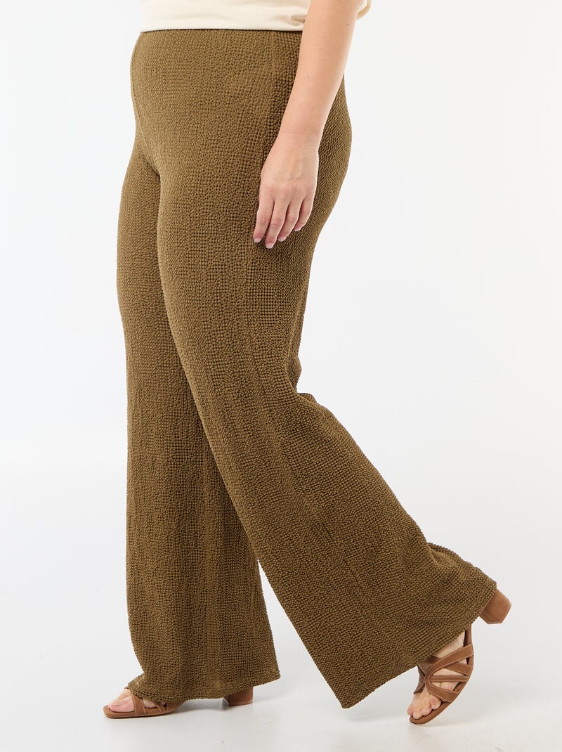 Pantaloni ampi in maglia waffle Verde - Kiabi
