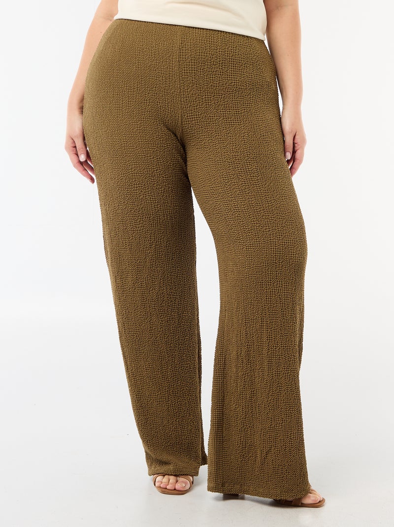 Pantaloni ampi in maglia waffle Verde - Kiabi