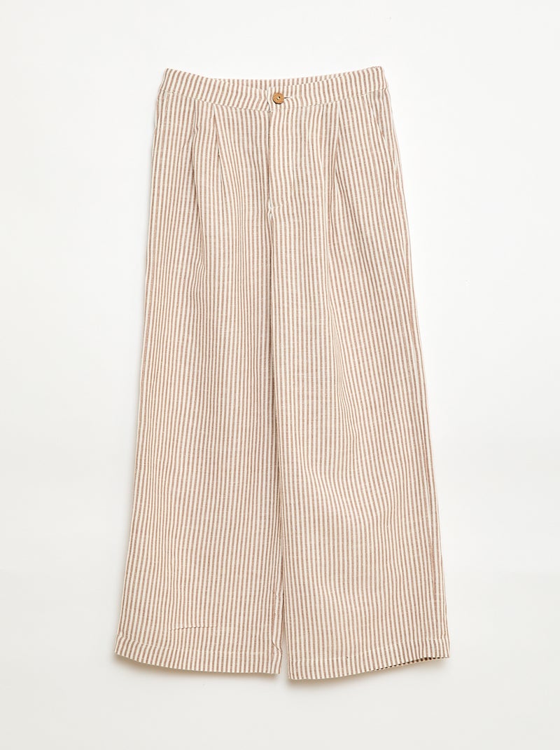 Pantaloni ampi in misto lino Beige - Kiabi