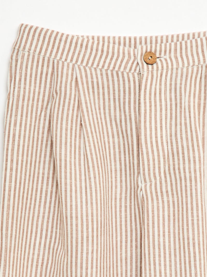 Pantaloni ampi in misto lino Beige - Kiabi