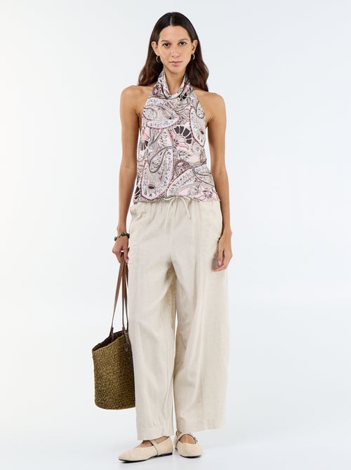 Pantaloni ampi in misto lino - Kiabi