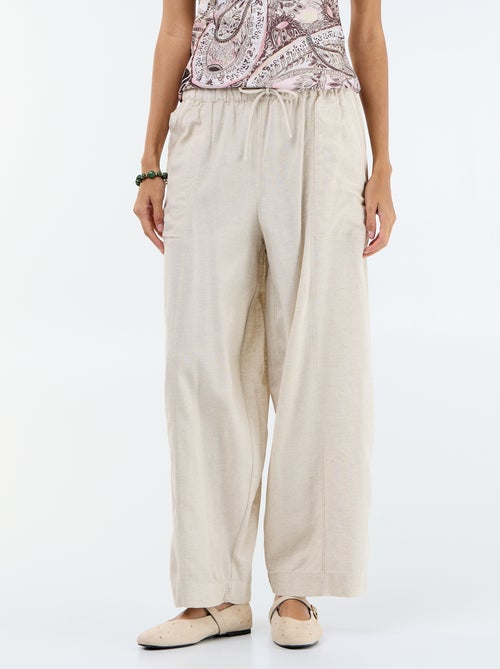 Pantaloni ampi in misto lino - Kiabi