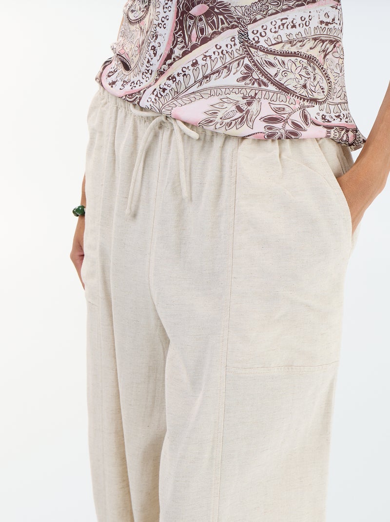 Pantaloni ampi in misto lino Bianco - Kiabi