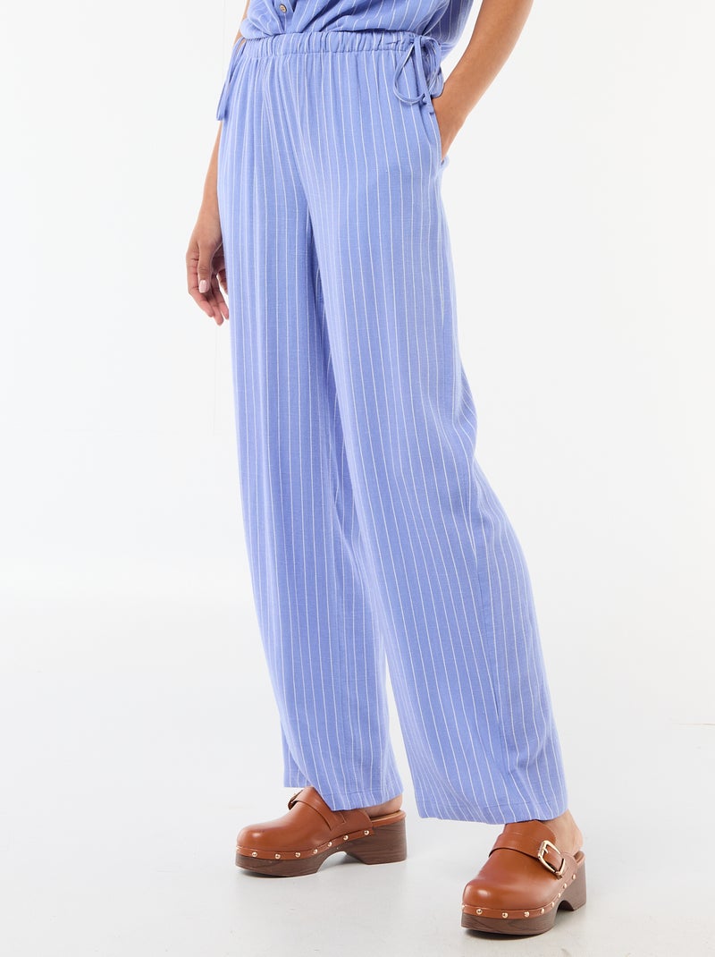 Pantaloni ampi in misto lino Blu - Kiabi