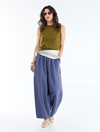 Pantaloni ampi in misto lino
