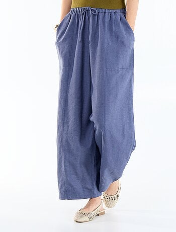 Pantaloni ampi in misto lino