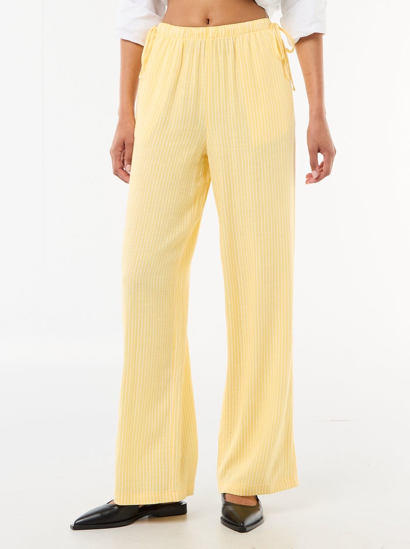 Pantaloni ampi in misto lino Giallo - Kiabi