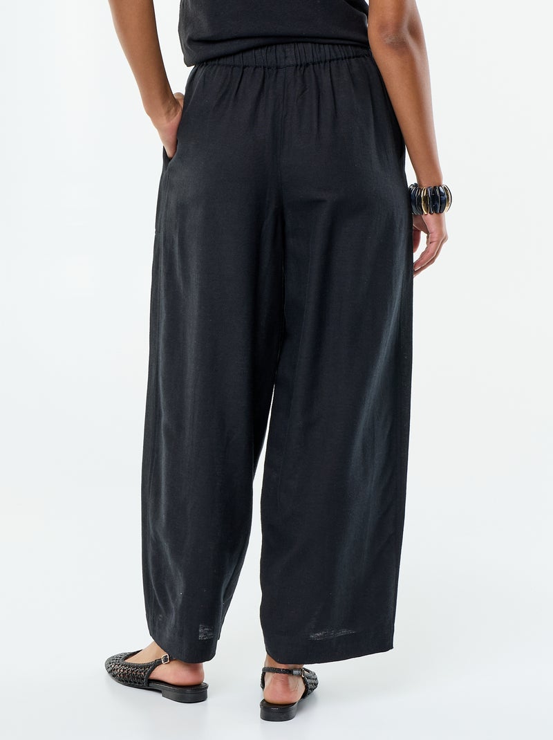 Pantaloni ampi in misto lino Nero - Kiabi