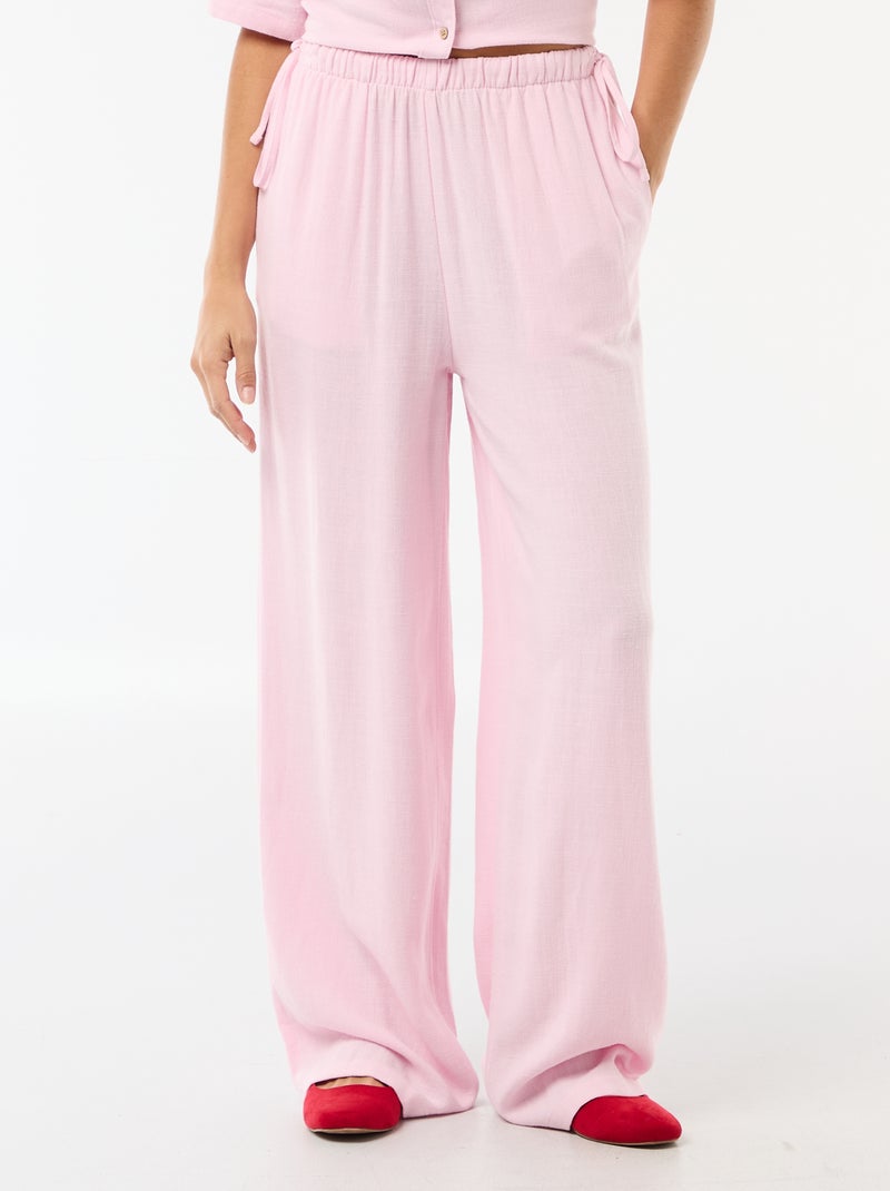 Pantaloni ampi in misto lino Rosa - Kiabi