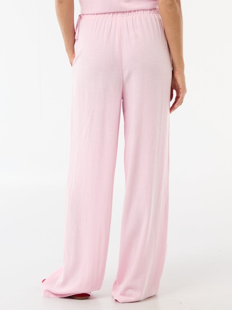Pantaloni ampi in misto lino Rosa - Kiabi