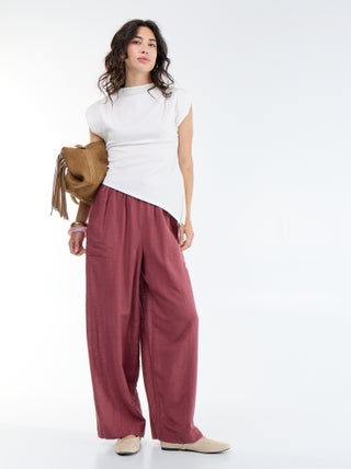 Pantaloni ampi in misto lino