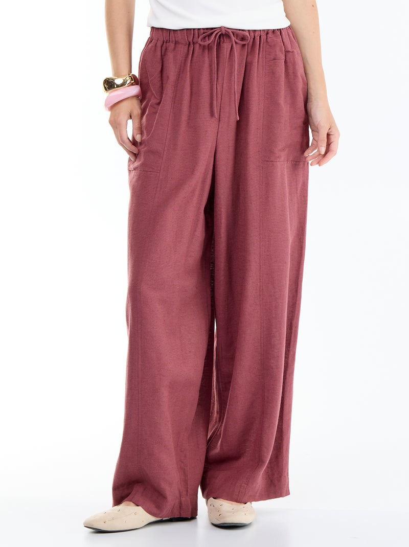 Pantaloni ampi in misto lino Rosa - Kiabi