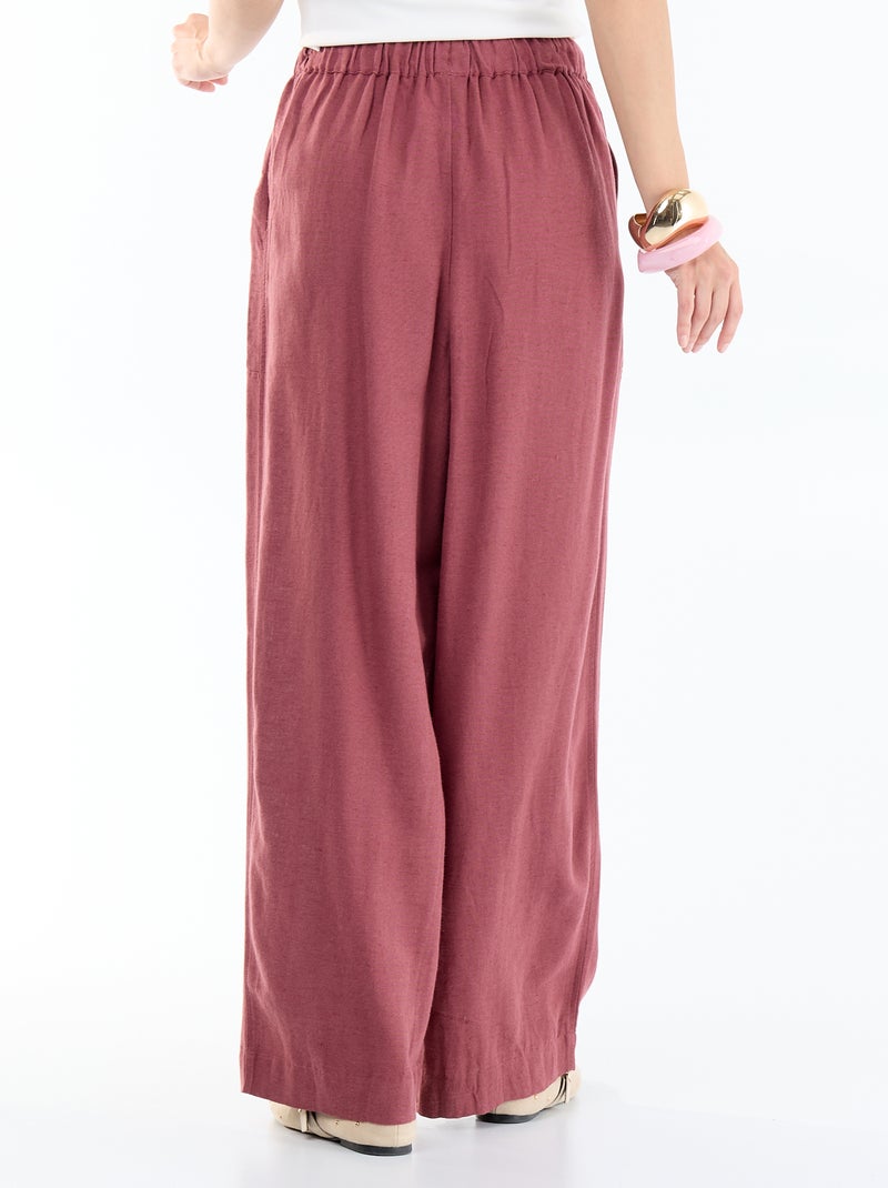 Pantaloni ampi in misto lino Rosa - Kiabi