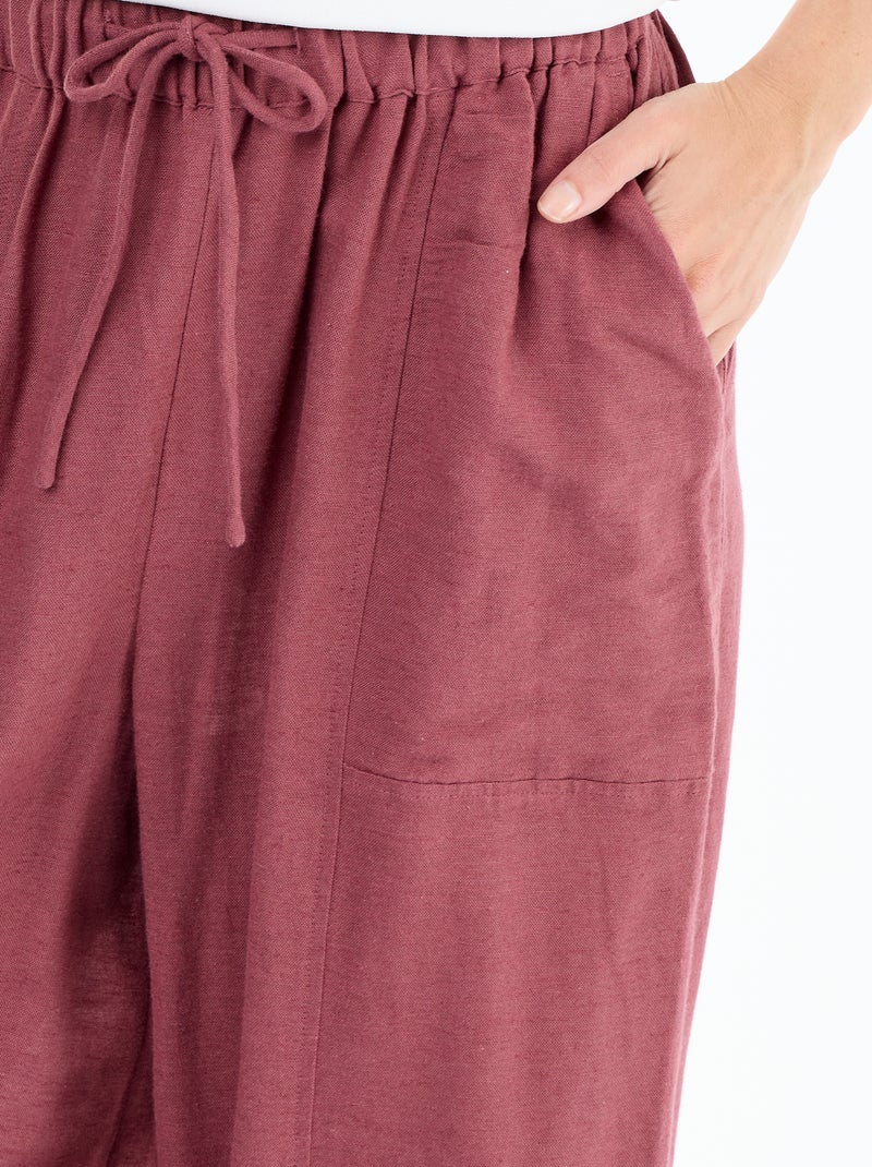 Pantaloni ampi in misto lino Rosa - Kiabi