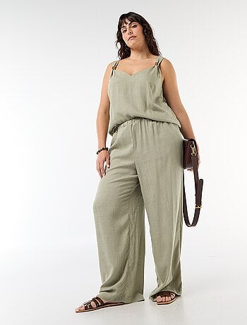 Pantaloni ampi in misto lino