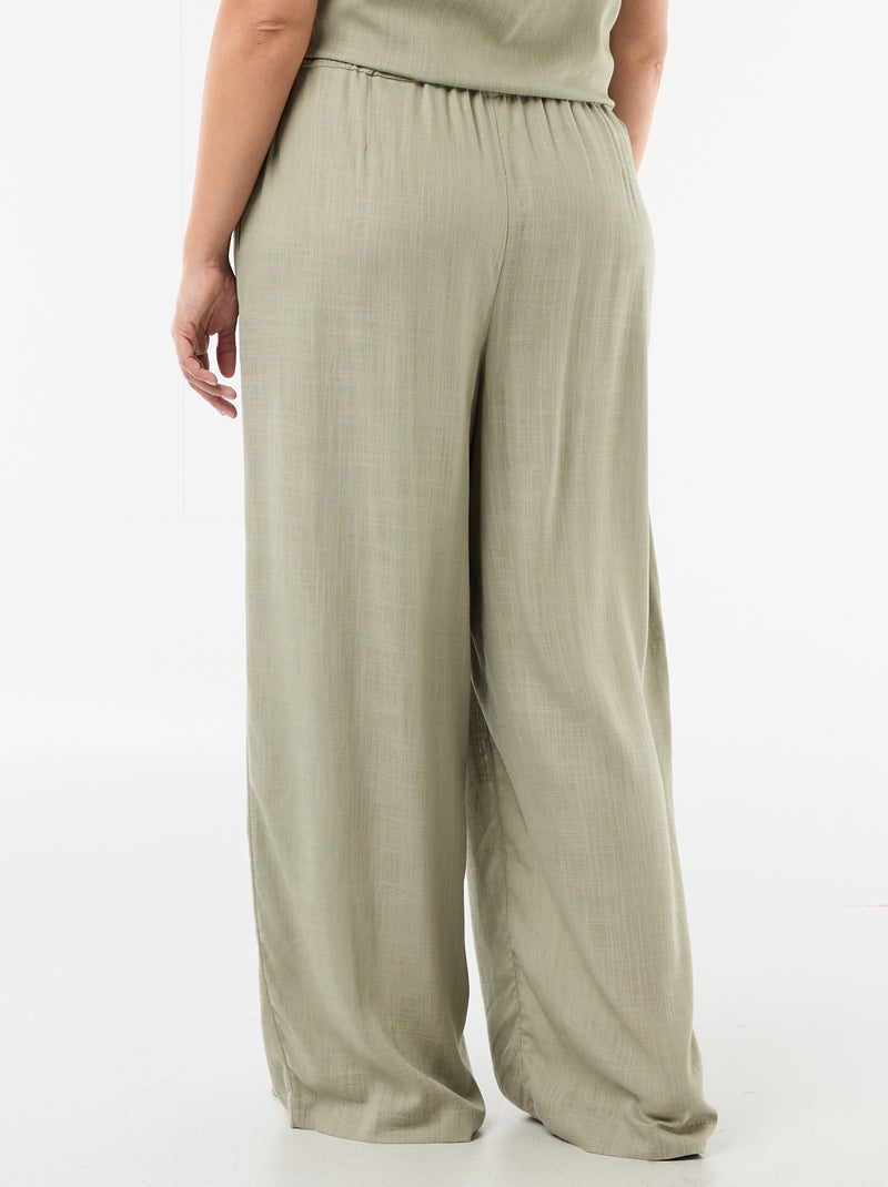 Pantaloni ampi in misto lino Verde chiaro - Kiabi