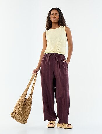 Pantaloni ampi in misto lino