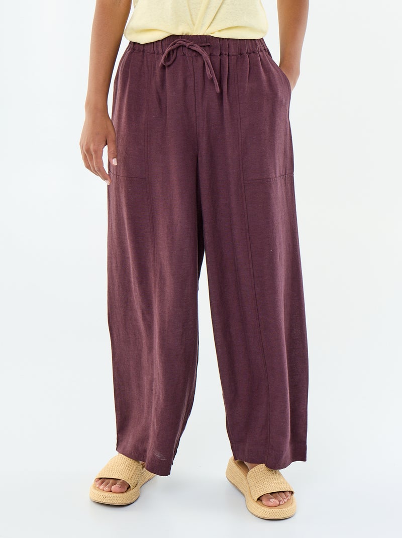 Pantaloni ampi in misto lino Viola - Kiabi
