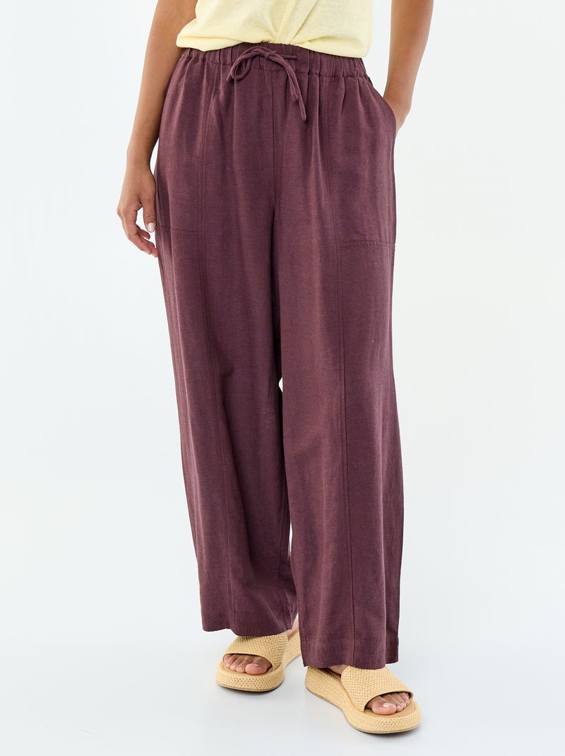 Pantaloni ampi in misto lino Viola - Kiabi